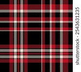 plaid tartan seamless repeat pattern. This is a black red white checkered plaid vector illustration.  Design for decorative,wallpaper,shirts,clothing,tablecloths,wrapping,textile,fabric,texture