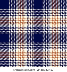 plaid tartan seamless repeat pattern. This is a blue orange white checkered plaid vector illustration. Design for decorative,wallpaper,shirts,clothing,tablecloths,wrapping,textile,fabric,texture