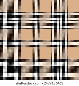 plaid tartan seamless repeat pattern. This is a black white cream checkered plaid vector illustration. Design for decorative,wallpaper,shirts,clothing,tablecloths,wrapping,textile,fabric,texture