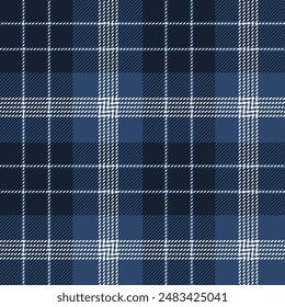 plaid tartan seamless repeat pattern. This is a navy blue , white checkered plaid vector illustration. Design for decorative,wallpaper,shirts,clothing,tablecloths,wrapping,textile,fabric,texture