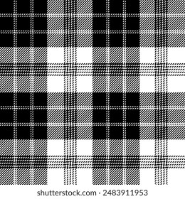 plaid tartan seamless repeat pattern. This is a black white checkered plaid vector illustration. Design for decorative,wallpaper,shirts,clothing,tablecloths,blankets,wrapping,textile,fabric,texture