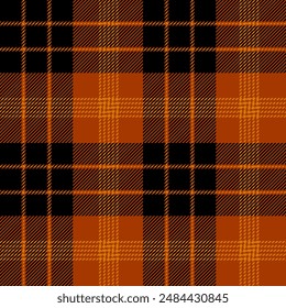 plaid tartan seamless repeat pattern. This is a black orange checkered plaid vector illustration. Design for decorative,wallpaper,shirts,clothing,tablecloths,blankets,wrapping,textile,fabric,texture