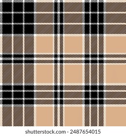 plaid tartan seamless repeat pattern. This is a black white cream checkered plaid vector illustration. Design for decorative,wallpaper,shirts,clothing,tablecloths,wrapping,textile,fabric,texture