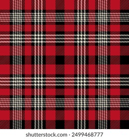 Patrón de repetición transparente de tartán a cuadros. Esta es una Ilustración vectorial a cuadros a cuadros blanco y rojo negro.  Diseño para decorativo, Fondo de pantalla, camisas, ropa, manteles, envoltura, textil, tela, textura