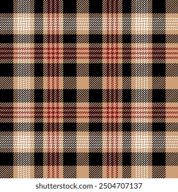 plaid tartan seamless repeat pattern. This is a black white red cream checkered plaid vector illustration. Design for decorative,wallpaper,shirts,clothing,tablecloths,wrapping,textile,fabric,texture