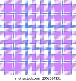 plaid tartan seamless repeat pattern. This is a purple blue white  pastel checkered plaid vector illustration. Design for decorative,wallpaper,shirts,clothing,tablecloths,wrapping,textile,texture