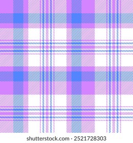 plaid tartan seamless repeat pattern. This is a purple blue white pastel checkered plaid vector illustration.  Design for decorative,wallpaper,shirts,clothing,tablecloths,textile,fabric,texture