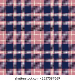 plaid tartan seamless repeat pattern. This is a pink navy blue white checkered plaid vector illustration. Design for decorative,wallpaper,shirts,clothing,tablecloths,wrapping,textile,fabric,texture