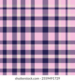 plaid tartan seamless repeat pattern. This is a pink navy blue  off white checkered plaid vector illustration. Design for decorative,wallpaper,shirts,clothing,wrapping,textile,fabric,texture