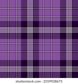 plaid tartan seamless repeat pattern. This is a purple white checkered plaid vector illustration. Design for decorative,wallpaper,shirts,clothing,tablecloths,blankets,wrapping,textile,fabric,texture