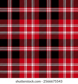 plaid tartan seamless repeat pattern. This is a black red white checkered plaid vector illustration. Design for decorative,wallpaper,shirts,clothing,tablecloths,wrapping,textile,fabric,texture
