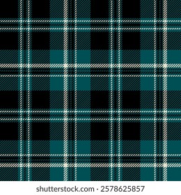 plaid tartan seamless repeat pattern. This is a black green white checkered plaid vector illustration.  Design for decorative, wallpaper, shirts, clothing, wrapping, textile, fabric, texture