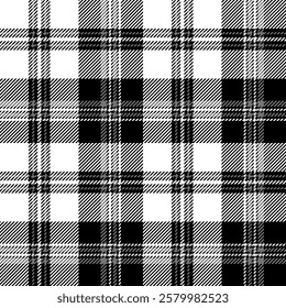 plaid tartan seamless repeat pattern. This is a black gray white checkered plaid vector illustration. Design for decorative,wallpaper,shirts,clothing,tablecloths,wrapping,textile,fabric,texture