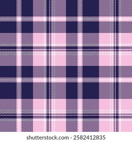 plaid tartan seamless repeat pattern. This is a navy blue pink white checkered plaid vector illustration.  Design for decorative,wallpaper,shirts,clothing,tablecloths,wrapping,textile,fabric,texture