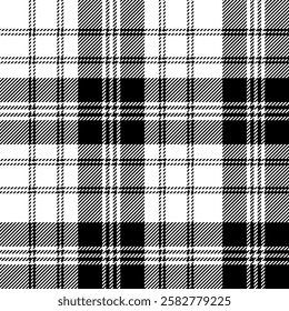 plaid tartan seamless repeat pattern. This is a black white checkered plaid vector illustration. Design for decorative,wallpaper,shirts,clothing,tablecloths,wrapping,textile,fabric,texture