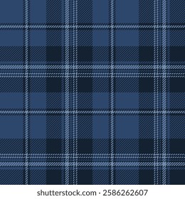 plaid tartan seamless repeat pattern. This is a navy blue checkered plaid vector illustration. Design for decorative,wallpaper,shirts,clothing,tablecloths,blankets,wrapping,textile,fabric,texture