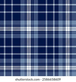 plaid tartan seamless repeat pattern. This is a blue navy blue  white checkered plaid vector illustration. Design for decorative,wallpaper,shirts,clothing,tablecloths,wrapping,textile,fabric,texture
