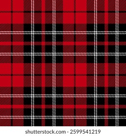 plaid tartan seamless repeat pattern. This is a black red white checkered plaid vector illustration. Design for decorative, wallpaper, shirts, clothing, tablecloths, wrapping, textile, fabric, texture