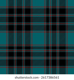 plaid tartan seamless repeat pattern. This is a black green red checkered plaid vector illustration. Design for decorative, wallpaper, shirts, clothing ,tablecloths, textile, fabric, texture