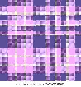 flaches, nahtloses Muster aus Tartan. Das ist eine marineblaue rosa-weißkarierte, karierte, karierte Vektorgrafik. Design für dekorative, Tapete, Hemden, Kleidung, Umhüllung, Textil, Stoff, Textur