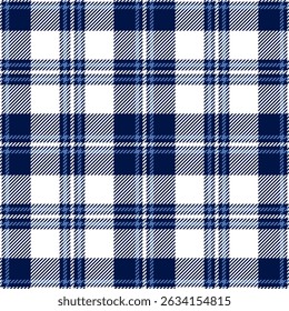 Patrón de repetición transparente de tartán a cuadros.  Esta es una Ilustración vectorial a cuadros azul marino azul blanco a cuadros.  Diseño para decorativo, Fondo de pantalla, camisas, ropa, manteles, envoltura, textil, tela, textura