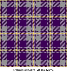plaid tartan seamless repeat pattern.  This is a gray purple yellow checkered plaid vector illustration.  Design for decorative,wallpaper,shirts,clothing,tablecloths,wrapping,textile,fabric,texture