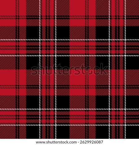 plaid tartan seamless repeat pattern. This is a black red white checkered plaid vector illustration.  Design for decorative,wallpaper,shirts,clothing,tablecloths,wrapping,textile,fabric,texture