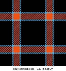 Plaid tartan textile of background pattern check with a texture vector seamless fabric in black and bright colors.