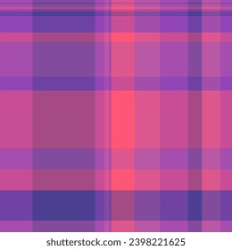 Colocar la textura tartán de tela vectorial sin costura con fondo de comprobación textil de patrón en colores rosa y púrpura.