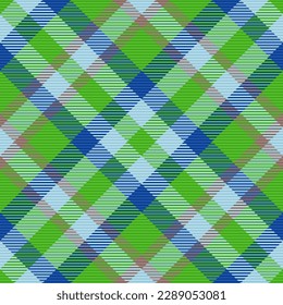 Plaid tartan vector. Pattern textile fabric. Texture check background seamless in blue and green colors.