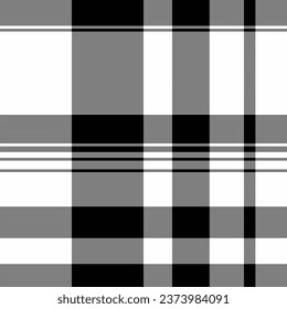 Plaid textile background of seamless fabric vector with a pattern texture check tartan in gray and white colors.