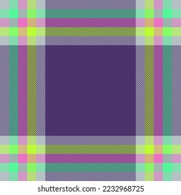 Plaid textile check. Fabric pattern tartan. Seamless vector texture background in green and pink colors.