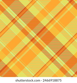 Tejido de tela a cuadros de patrón de fondo sin costuras con un Vector escocés de textura a cuadros en colores naranja y lima.