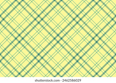 Plaid textile fabric of seamless texture check with a pattern background tartan vector in yellow and teal colors.