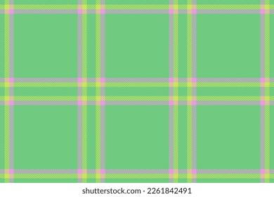 Plaid textile pattern. Fabric tartan background. Check vector seamless texture in green and pink colors.