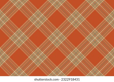 Plaid textile seamless of fabric pattern background with a texture vector tartan check in orange and pastel colors.