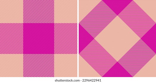 Plaid textile tartan. Fabric pattern texture. Vector seamless check background in set.