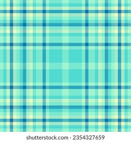 Plaid textile tartan of pattern check background with a vector seamless fabric texture in mint and teal colors.