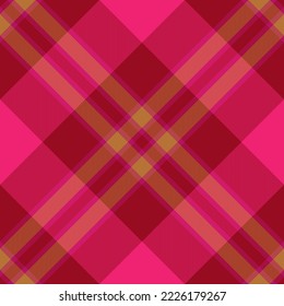 Plaid textile tartan. Vector check fabric. Texture pattern background seamless in orange and red colors.