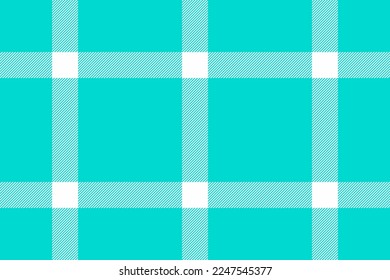Plaid textile texture. Fabric check tartan. Background seamless vector pattern in turquoise and white colors.