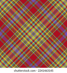 Plaid textile texture. Vector background fabric. Pattern seamless tartan check in yellow and blue colors.
