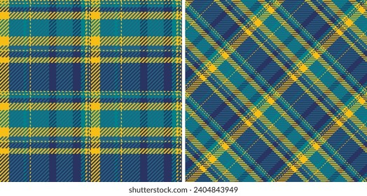 Plaid textile vector of pattern seamless background with a check tartan fabric texture. Set in sea colours. Messy stripe patterns in clothing.