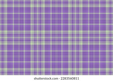 Plaid textile vector. Texture background seamless. Check tartan pattern fabric in purple and light colors.