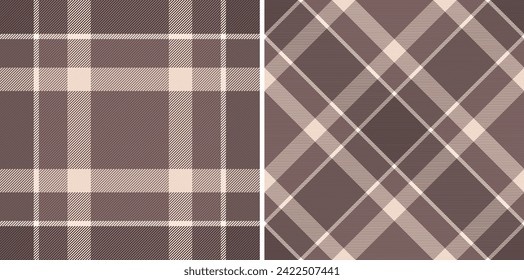 Plaid texture fabric of seamless tartan background with a pattern vector textile check. Set in coffee colours for vogue fashion trends in the season.