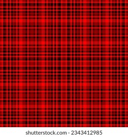 Plaid texture pattern of fabric textile background with a check tartan vector seamless in red and black colors.