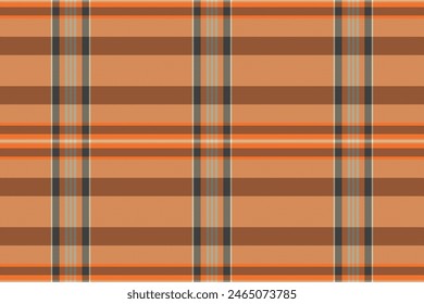 Plaid texture pattern of vector textile fabric with a tartan seamless check background in orange and pastel colors.