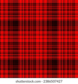 Plaid texture seamless of fabric textile check with a tartan pattern background vector in red and dark colors.