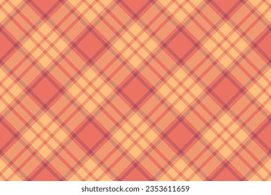 Plaid texture tartan of pattern fabric background with a check vector textile seamless in red and orange colors.