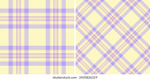 Plaid texture tartan of vector fabric seamless with a background textile check pattern. Set in happy colors. Greeting card designs.