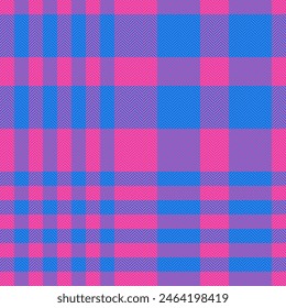 Plaid Textur Textil aus Scheck Hintergrund Muster mit einem Stoff Vektorgrafik Tartan nahtlos in pink und blau Farben.
